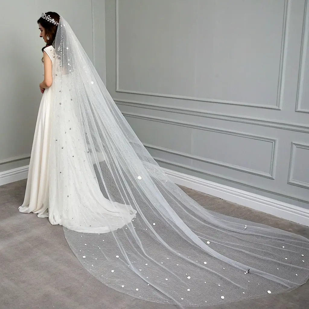 Crystal-Embellished Veil